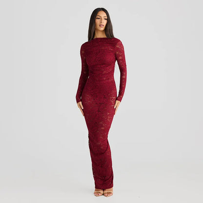 Liranna - Lange Mouwen Maxi Jurk