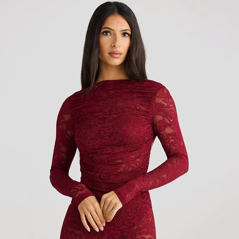 Liranna - Lange Mouwen Maxi Jurk