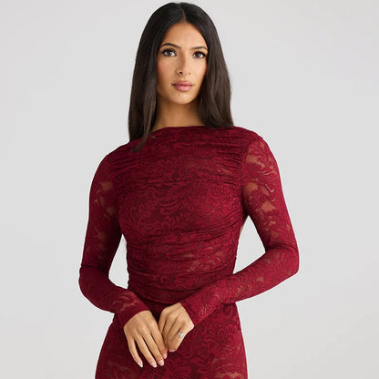 Liranna - Lange Mouwen Maxi Jurk