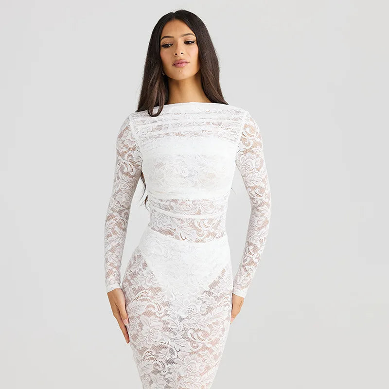 Liranna - Lange Mouwen Maxi Jurk